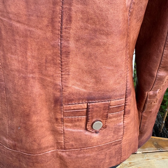Italian "Vera Pelle" Leather Jacket - Cognac Brown - Size 48 - Picture 8 of 16